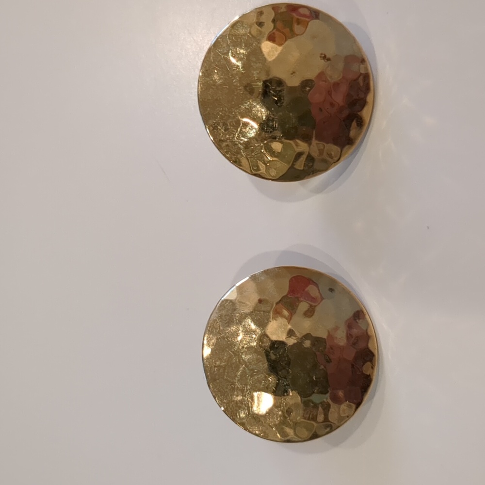 Monet gold tone hammered clip earrings